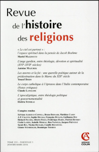 Revue de l'histoire des religions Tome 233, N° 1/2016 - COLLECTIF