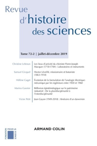 Revue d'histoire des sciences N° 2/2019 : Varia. Varia - COLLECTIF