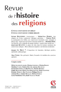 Revue de l'histoire des religions Tome 238 N° 1, janvier-mars 2021 : Civitas confusionis en débat - Amiel Charles