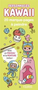 Personnages kawaii. 20 marque-pages à peindre avec un pinceau et de la peinture inclus ! - Jezewski Mayumi