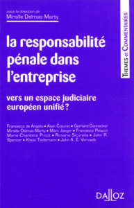 LA RESPONSABILILITE PENALE DANS L'ENTREPRISE. Vers un espace judiciaire européen unifié ? Edition 19 - Delmas-Marty Mireille