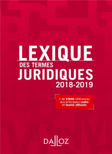 Lexique des termes juridiques 2018 2019 - Collectif