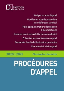 Procédures d'appel. Edition 2020-2021 - Lhermitte Christophe
