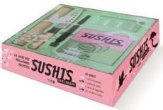 Coffret sushis. Le livre Sushis faits maison avec 1 natte en bambou, 1 couteau spécial sushis, 1 mou - Okuno Motoko