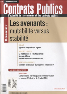 Contrats publics N° 105, décembre 201 : Les avenants : mutabilité versus stabilité - Emery Cyrille