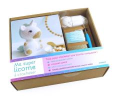Ma super licorne à crocheter. Coffret avec 3 pelotes, 1 corchet adapté, des yeux de sécurité et 1 li - Clesse Marie