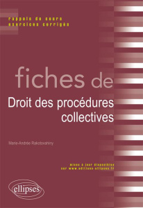 Fiches de procédures collectives. Rappels de cours et exercices corrigés - Rakotovahiny Marie-Andrée