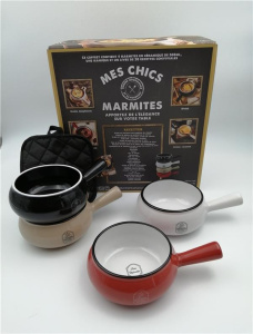 Coffret Mes chics marmites. Avec 4 marmites en céramique, une manique et un livre de recettes - COLLECTIF