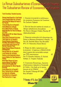 La Revue Subsaharienne d'Economie et de Finance N°5
