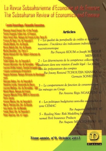 La Revue Subsaharienne d'Economie et de Finance N° 9, octobre 2017