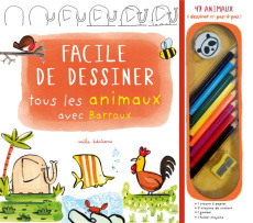 Facile de dessiner tous les animaux avec Barroux. Coffret livre   8 crayons de couleur   1 gomme   1 - BARROUX STEPHANE