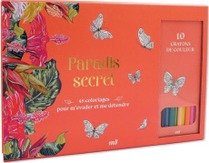 Coffret Paradis secret. 48 coloriages pour m'évader et me détendre. Coffret avec un carnet avec des - COLLECTIF
