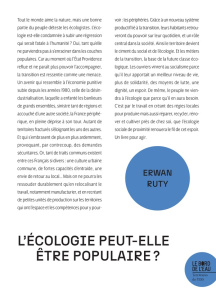L'écologie peut-elle être populaire ? Banlieues, Gilets jaunes et transition - Ruty Erwan