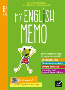 Anglais 6e A1-A2 My english memo. Cahier de l'élève, Edition 2021 - Ledru-Germain Evelyne