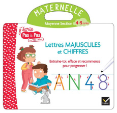 Lettres majuscules et chiffres Maternelle Moyenne Section. Livre ardoise avec un feutre effaçable - Van Tilbeurgh Marie-Hélène