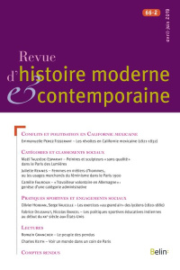 Revue d'histoire moderne et contemporaine Tome 66 N° 2, avril-juin 2019 - Roche Daniel