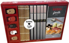 Coffret Lucky cat sushis. Le livre Sushi facile avec 5 paires de baguettes, 5 repose-baguette chat e - Chemorin Marie