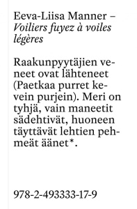 Les eaux mortes (série des mythologies collectives et personelles). Suivi de Voiliers fuyez à voile - Manner Eeva-Liisa ; Barrière Aleksi