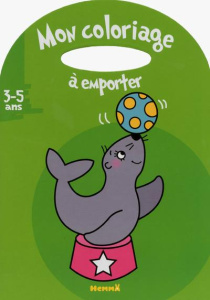 Mon coloriage à emporter otarie sur fond vert - Maddedu Estelle