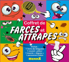 Coffret de farces et attrapes. Avec 1 livre de blagues, 1 coussin péteur, 1 insecte "dégueu", 1 pans - Raskinet Véronique