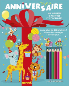 Joyeux anniversaire. Ma mallette d'activités et coloriages avec 6 crayons - COLLECTIF