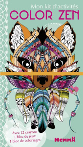 Mon kit d'activités Color Zen renard. 12 crayons de couleur, 1 bloc de jeux, 1 bloc de coloriages - Raskinet Véronique
