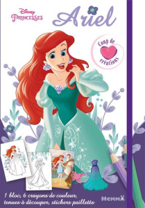 Ariel. Avec un bloc, 6 crayons de couleur, des tenues à découper, des stickers pailletés - COLLECTIF