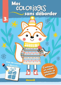 Mes coloriages sans déborder hiver renard - COLLECTIF