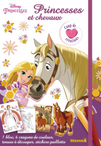Princesses et chevaux. Avec 1 bloc, 6 crayons de couleur, des tenues à découper et des stickers pail - COLLECTIF