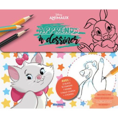 Disney Animaux Apprends à dessiner. Avec 2 blocs, 12 crayons, 1 gomme, 1 taille-crayon   stickers - COLLECTIF