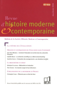 Revue d'histoire moderne et contemporaine Tome 55 N° 4 bis, supplément 2008 : La fièvre de l'évaluat - Mérindol Jean-Yves