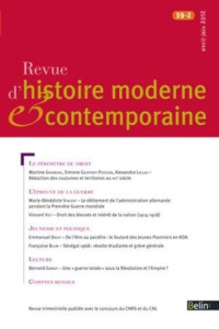Revue d'histoire moderne et contemporaine Tome 59 N° 2, avril-juin 2012 - COLLECTIF
