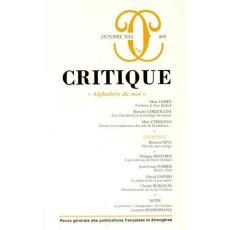 Critique N° 809, Octobre 2014 : "Alphabets du moi" - Roger Philippe