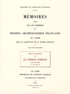 Le temple d'edfou tome douzieme réédition premier édition 19 - Chassinat Emile