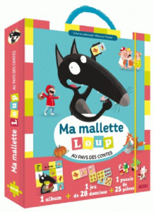 Ma malette Loup au pays des contes. Contient : 1 album, 1 jeu de 28 dominos, 1 puzzle de 23 pièces - Lallemand Orianne ; Thuillier Eléonore