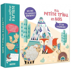Ma petite tribu en bois. Et en fourrure ! Avec 3 animaux en bois, des autocollants en fourrure et un - Guesné Maude