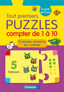 Tout premiers puzzles compter de 1 à 10. 10 puzzles amusants de 3 pièces - COLLECTIF