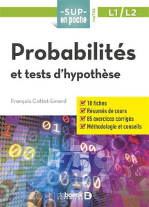 Probabilités et tests d'hypothèse. L1/L2 - Cottet-Emard François