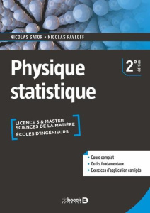 Physique statistique. 2e édition - Sator Nicolas ; Pavloff Nicolas