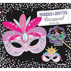 Masques à gratter carnaval scintillant. Avec 5 masques à gratter, 5 coloriages, 1 stylet en bois, 5 - Fournier Magali