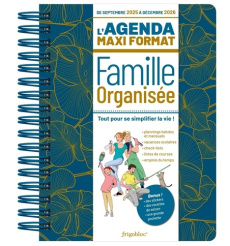 L'agenda maxi format bleu Famille organisée - Edition septembre 2025 - décembre 2026 - Collectif