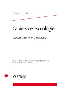 CAHIERS LEXICOLOGIE 2010-2 97 - COLLECTIF