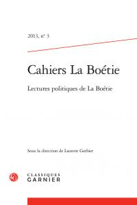 CAHIERS BOETIE 2013 3 - COLLECTIF