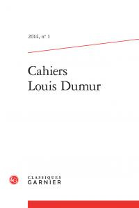 CAHIERS LOUIS DUMUR 2014 1 - COLLECTIF