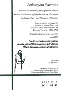 PHILOSOPHIA SCIENTIA VOLUME 3 CAHIER 2 1998-1999 : INTERFERENCES ET TRANSFORMATIONS DANS LA PHILOSOP