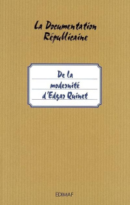 DE LA MODERNITE D'EDGAR QUINET - COLLECTIF
