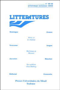 Littératures N° 48/49 printemps-automne 2003 - Reboul Yves