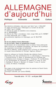 Allemagne d'aujourd'hui N° 172, Avril-juin 2005 : 50 ans de relations franco-allemandes, 50 ans de C - PU SEPTENTRION