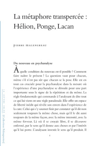 La Métaphore transpercée. Hélion, Ponge, Lacan - Malengreau Pierre