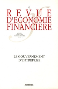 Revue d'économie financière N° 63 Octobre 2001 : La gouvernance d'entreprise - COLLECTIF